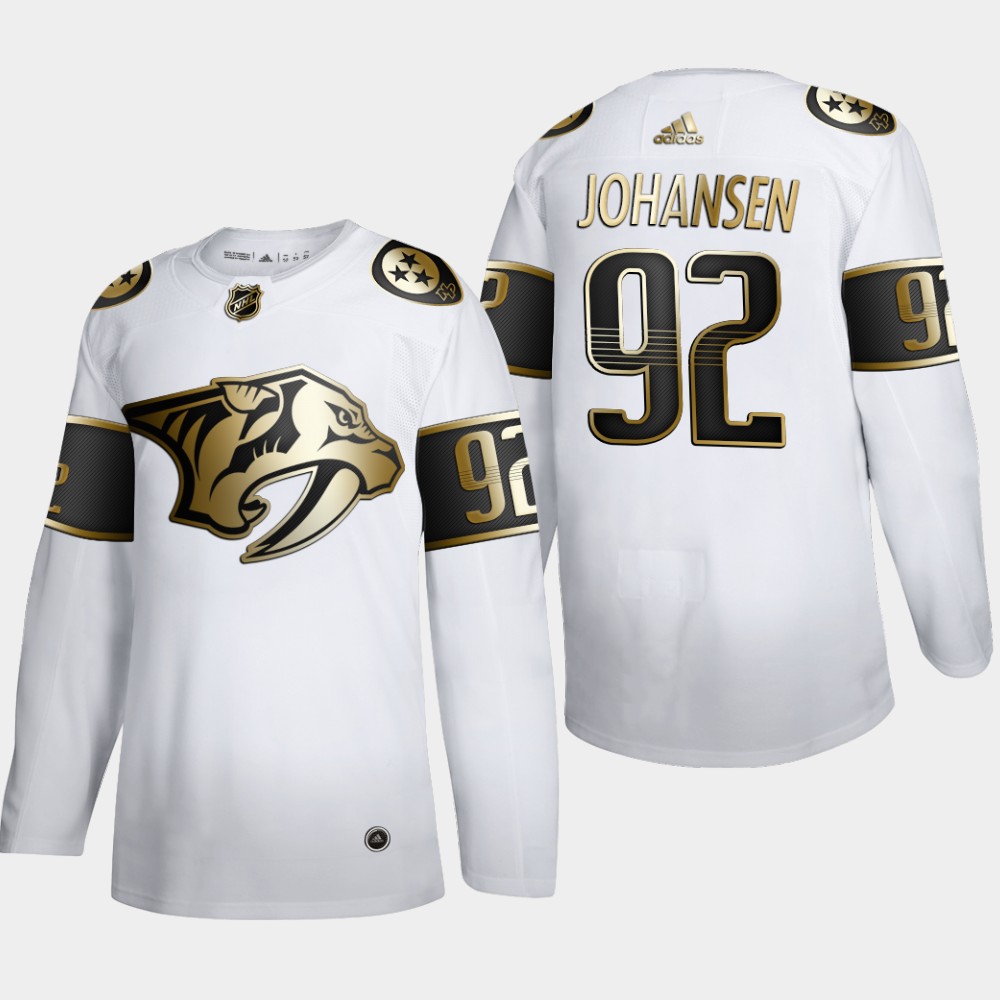 Nashville Predators 92 Ryan Johansen Men Adidas White Golden Edition Limited Stitched NHL Jersey